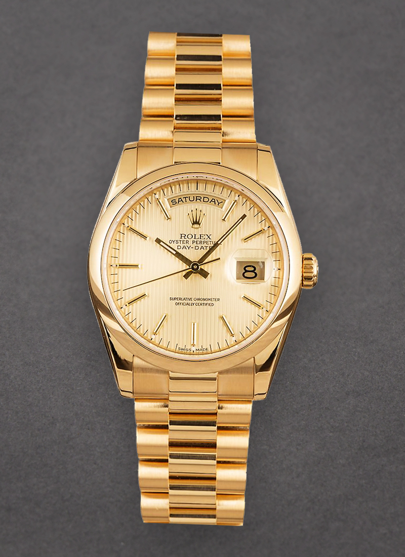 Pre-Owned Rolex Day-Date President in Yellow Gold with Domed Bezel