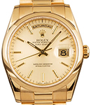 Day-Date President in Yellow Gold with Domed Bezel on Bracelet with Champagne Tapestry Index Dial