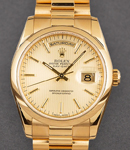 Day-Date President in Yellow Gold with Domed Bezel on Bracelet with Champagne Tapestry Index Dial