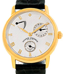 Patrimony Classique Power Reserve in Yellow Gold on Black Crocodile Leather Strap with Silver Dial