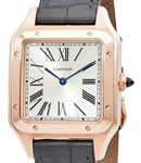 Santos Dumont in Rose Gold Large Model on Grey Crocodile Leather Strap with Silver Dial