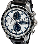 Chopard Classic Chronograph 45mm Automatic in Steel on Black Perforated Leather Strap with Silver Dial