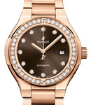 Classic Fusion 33mm Automatic in Rose Gold with Diamond Bezel On Rose Gold Bracelet with Brown Dial