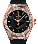 Classic Fusion Orlinski 40mm in Rose Gold with Diamond Bezel on Black Rubber Strap with Black Dial