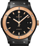 Classic Fusion Black Magic 42mm Automatic in Black Ceramic with Rose Gold Bezel on Black Rubber Strap with Black Dial
