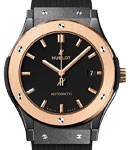 Classic Fusion King Automatic in Black Ceramic with Rose Gold Bezel on Black Rubber Strap with Black Dial