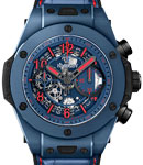 Big Bang Blue  45mm in Blue Ceramic on Blue Alligator Leather Strap with Skeleton Dial