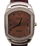 Cellini 25mm in White Gold on Brown Crocodile Leather Strap with Salmon Roman Dial