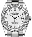 Datejust 36mm in Steel with Diamond Bezel on Steel Oyster Bracelet with White Roman Dial