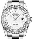 Datejust 36mm in Steel with Diamond Bezel on Oyster Bracelet with White Roman Dial