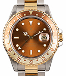 GMT Master 4mm in Steel with Yellow Gold Rootbeer Bezel on Oyster Bracelet with Brown Dial