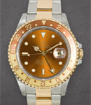 GMT Master 40mm in Steel with Yellow Gold Rootbeer Bezel on Oyster Bracelet with Brown Dial