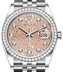 Datejust 36mm in Steel with Diamond Bezel on Steel Jubilee Bracelet with Pink Jubilee Diamond Dial