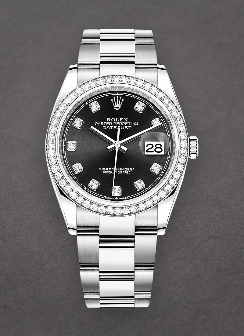 Rolex Unworn Datejust 36mm in Steel with Diamond Bezel