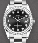 Datejust 36mm in Steel with Diamond Bezel on Steel Oyster Bracelet with Black Diamond Dial