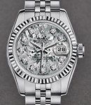 Datejust 26mm in Steel with White Gold Fluted Bezel on Steel Jubilee Bracelet with Gold Crystal Diamond Dial