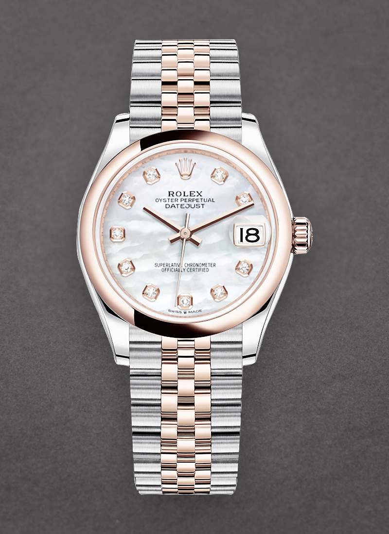 Rolex Unworn Midsize Datejust 31mm in Steel with Rose Gold Domed Bezel