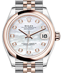 Midsize Datejust 31mm in Steel with Rose Gold Domed Bezel  on Jubilee Bracelet with MOP Diamond Dial