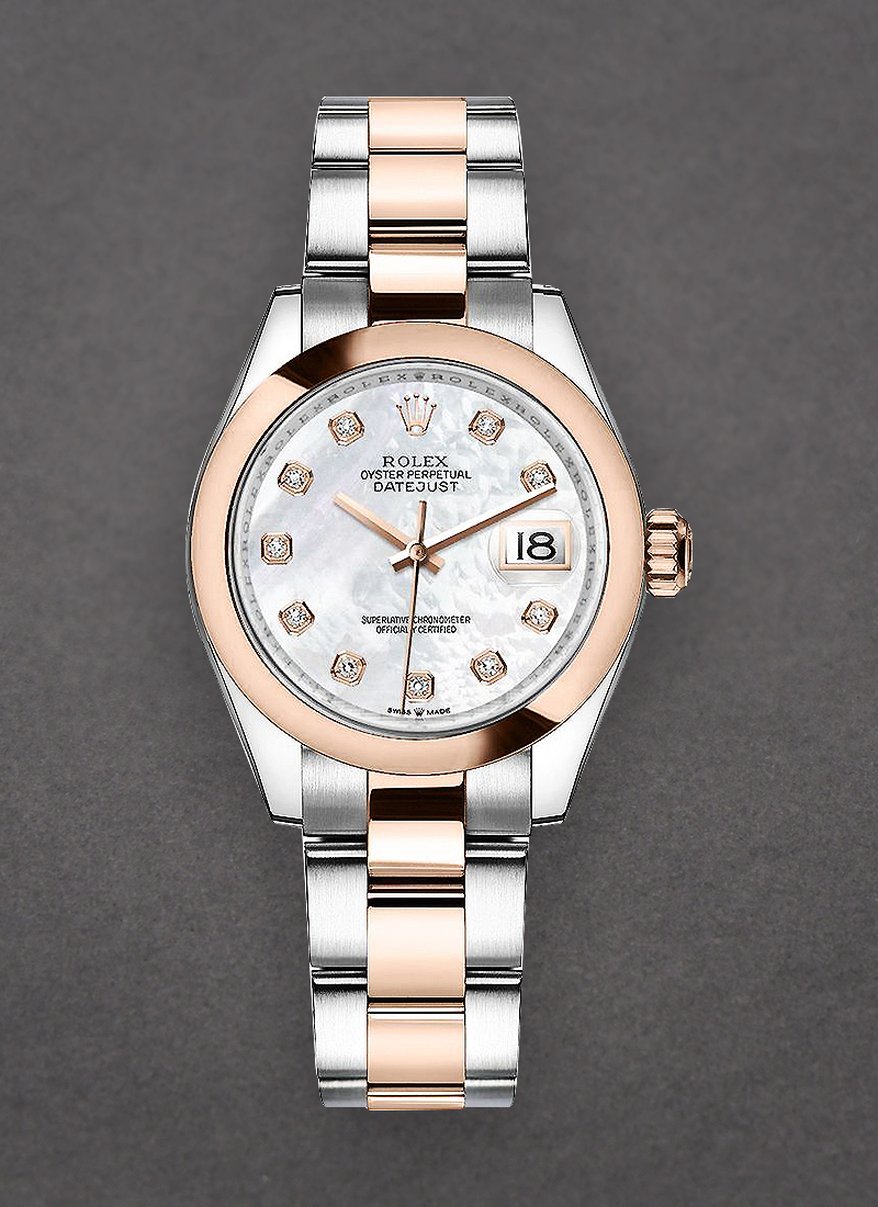 Rolex Unworn Midsize Datejust 31mm in Steel with Rose Gold Domed Bezel