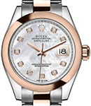Midsize Datejust 31mm in Steel with Rose Gold Domed Bezel  on Oyster Bracelet with MOP Diamond Dial