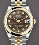 Datejust 31mm in Steel with Yellow Gold Domed Bezel on Jubilee Bracelet with Black MOP Diamond Dial