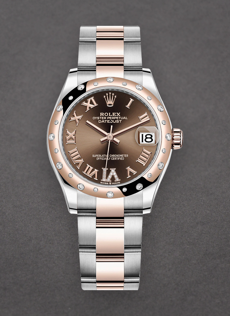 Rolex Unworn Datejust 31mm in Steel with Rose Gold 24 Diamond Bezel