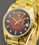 President Day Date with Original Red Vignette Diamond Dial on President Bracelet - Fluted Bezel 