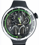 H1.0 Green in Steel on Black Rubber Strap with Black Skeleton Dial