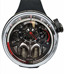 HYT H1.0 Red in Steel on Black Rubber Strap with Black Skeleton Dial