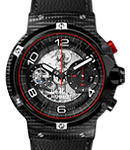 Classic Fusion Ferrari GT 3D 45mm in Carbon Fiber on Black Leather Strap with Transparent Dial