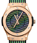 Classic Fusion Cruz Diez 45mm in King Gold on Black Rubber and Cruz Diez Pattern Strap with Cruz Diez Pattern Printed Dial