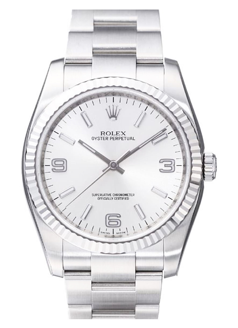 Pre-Owned Rolex Oyster Perpetual 36mm in Steel with Fluted Bezel