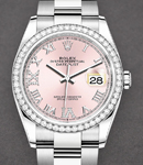 Datejust 36mm in Steel with Diamond Bezel on Steel Oyster Bracelet with Pink Roman Dial - Diamond 6 & 9