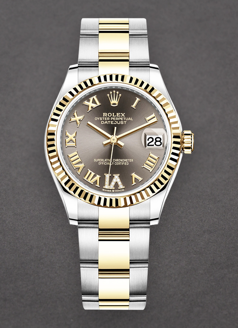 Rolex Unworn Midsize Datejust 31mm in Steel with Yellow Gold Fluted Bezel