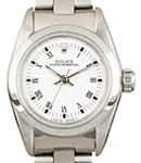 Oyster Perpetual No Date Lady's with Steel Smooth Bezel On Oyster Bracelet with White Roman Dial