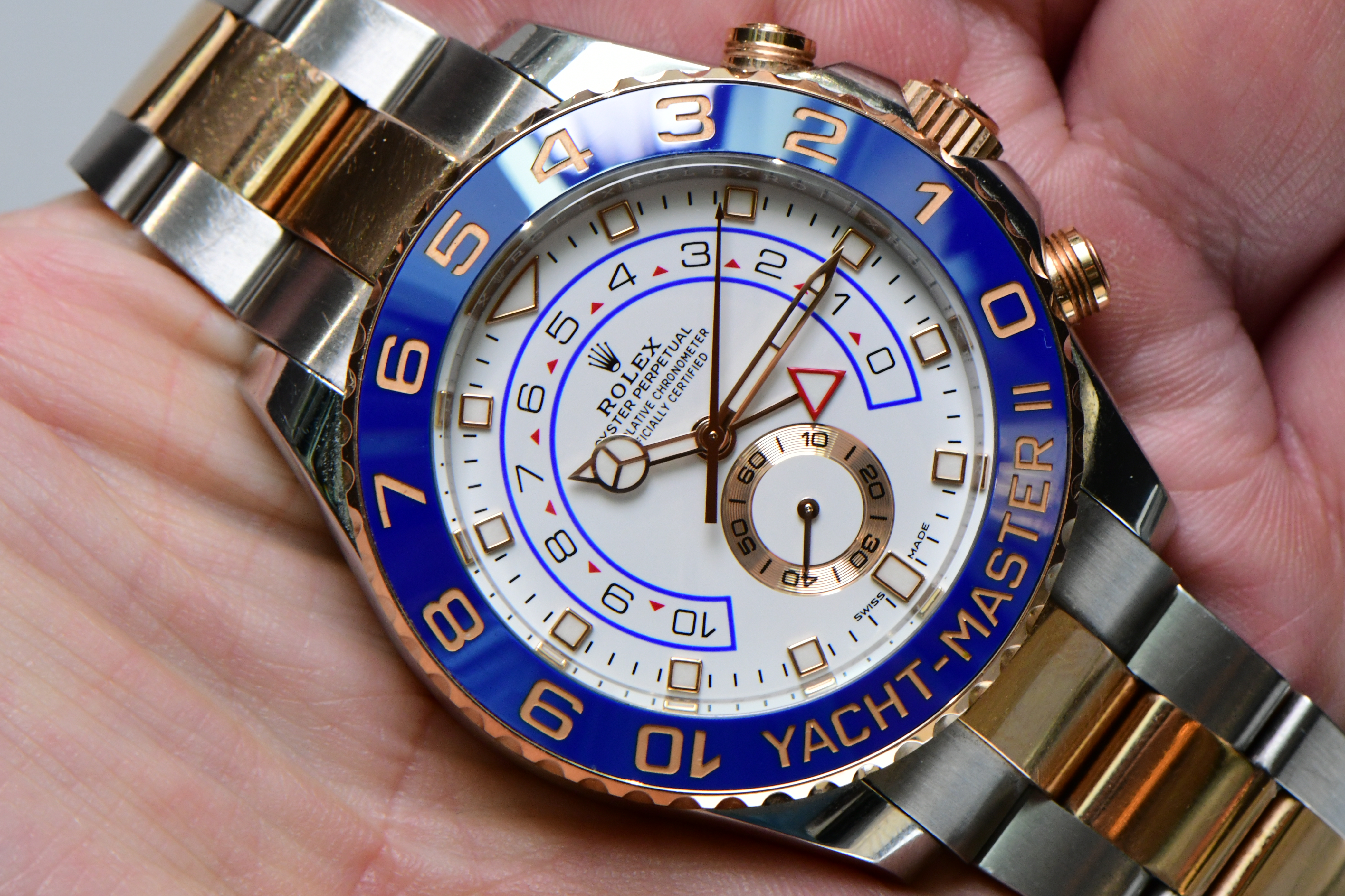 Pre-Owned Rolex 2-Tone Yacht-Master II with Mercedes Hands on 2-Tone Steel and Rose Gold Bracelet