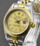 Lady's 2-Tone Datejust 26mm -  Jubilee Bracelet - Fluted Bezel Houndstooth Stick Dial  - Ref 69173