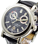 GMT TimeKeeper II in Steel on Black Crocodile Leather Strap with Grey Dial