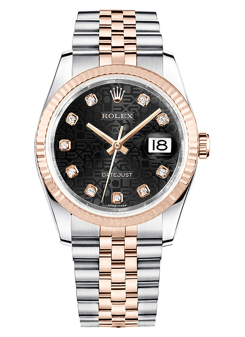 Pre-Owned Rolex Men's Datejust 36mm in Steel with Rose Gold Fluted Bezel