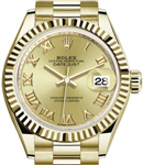 Ladies President in Yellow Gold with Fluted Bezel on President Bracelet with Champagne Roman Dial