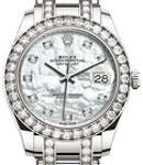 Perpertual Pearlmaster 39mm in White Gold with Diamond Bezel on Pearlmaster Bracelet with White MOP Diamond Dial