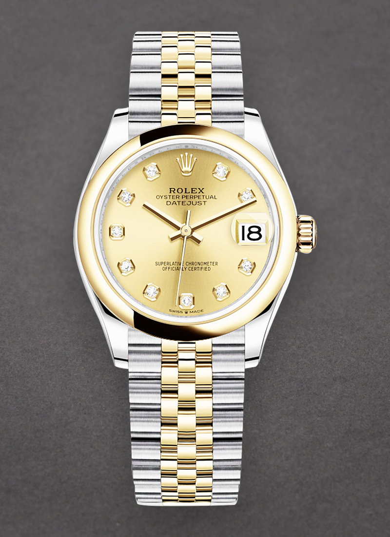 Rolex Unworn Datejust 31mm in Steel with Yellow Gold Domed Bezel