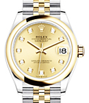 Datejust 31mm in Steel with Yellow Gold Domed Bezel on Jubilee Bracelet with Champagne Diamond Dial