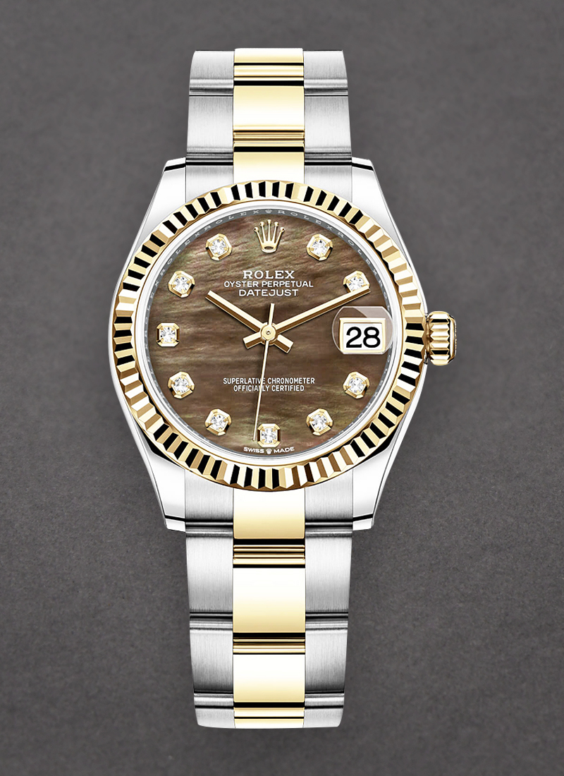 Rolex Unworn Midsize Datejust 31mm in Steel with Yellow Gold Fluted Bezel