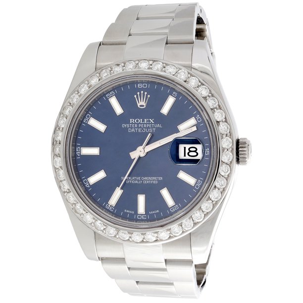 Datejust II Steel 41mm with Diamond Bezel  on Oyster Bracelet with Blue Stick Dial