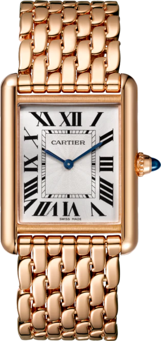 Tank Louis Cartier Large on Rose Gold Bracelet with White Dial