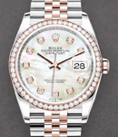 Datejust 36mm in Steel with Rose Gold Diamond Bezel on Jubilee Bracelet with MOP Diamond Dial