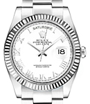President Day Date 36mm in White Gold with Fluted Bezel on Oyster Bracelet with White Roman Dial