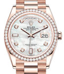President Day-Date 36mm in Rose Gold with Diamond Bezel on President Bracelet with MOP Diamond Dial
