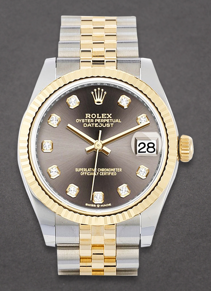 Rolex Unworn Midsize Datejust 31mm in Steel with Yellow Gold Fluted Bezel